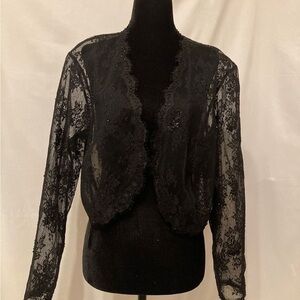 Black Lace & Sequins Long Sleeve Bolero Shrug Jacket - size XL / LIKE NEW